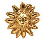 Gold Plated Lion Head Sun Brooch