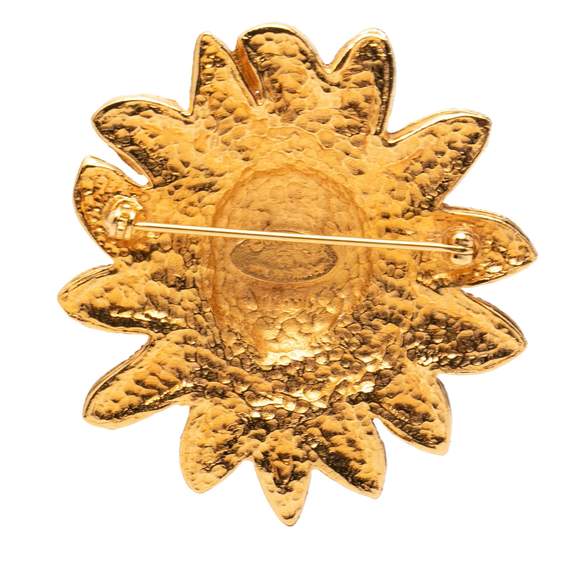 Gold Plated Lion Head Sun Brooch