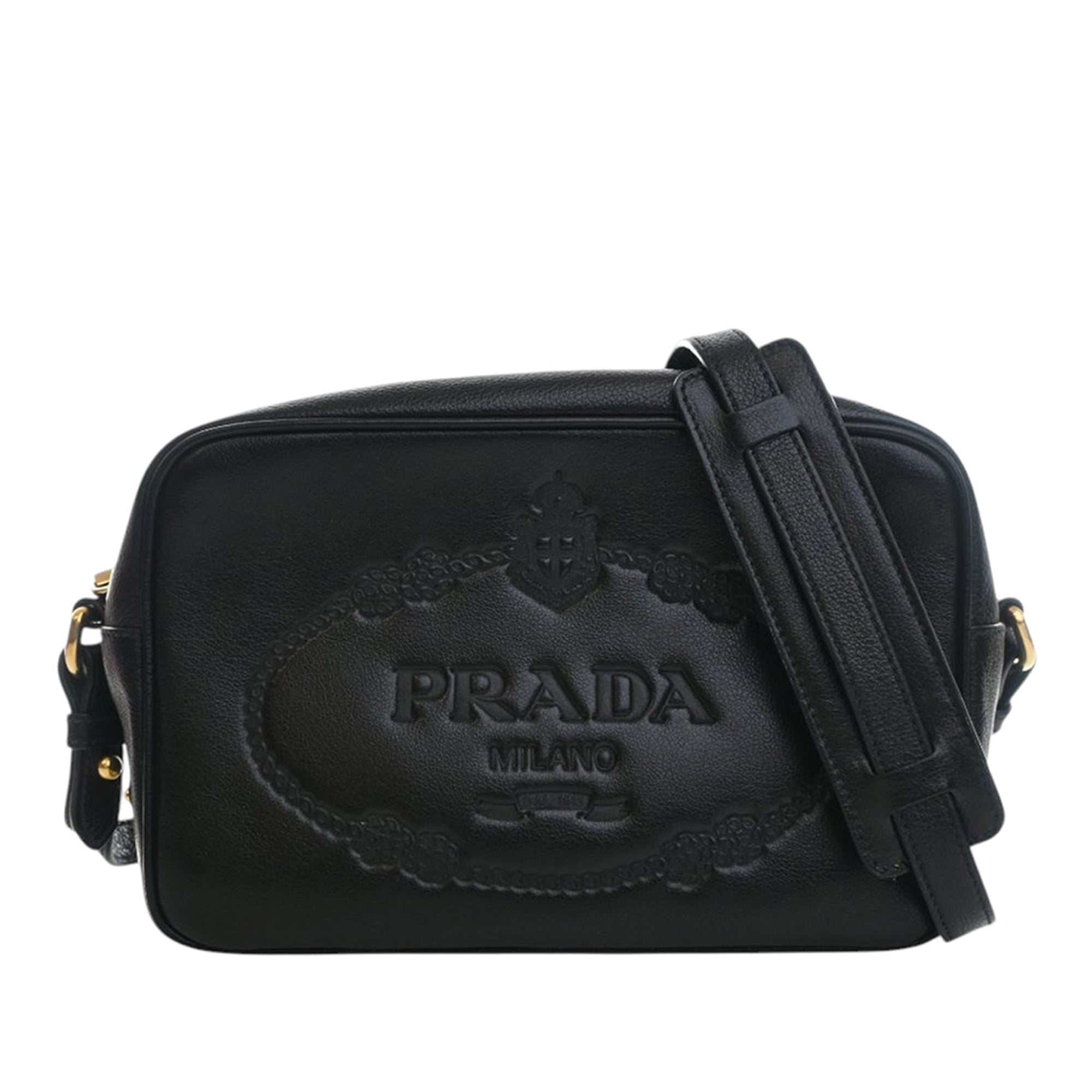 Small Embossed Calfskin Canapa Logo Camera Bag