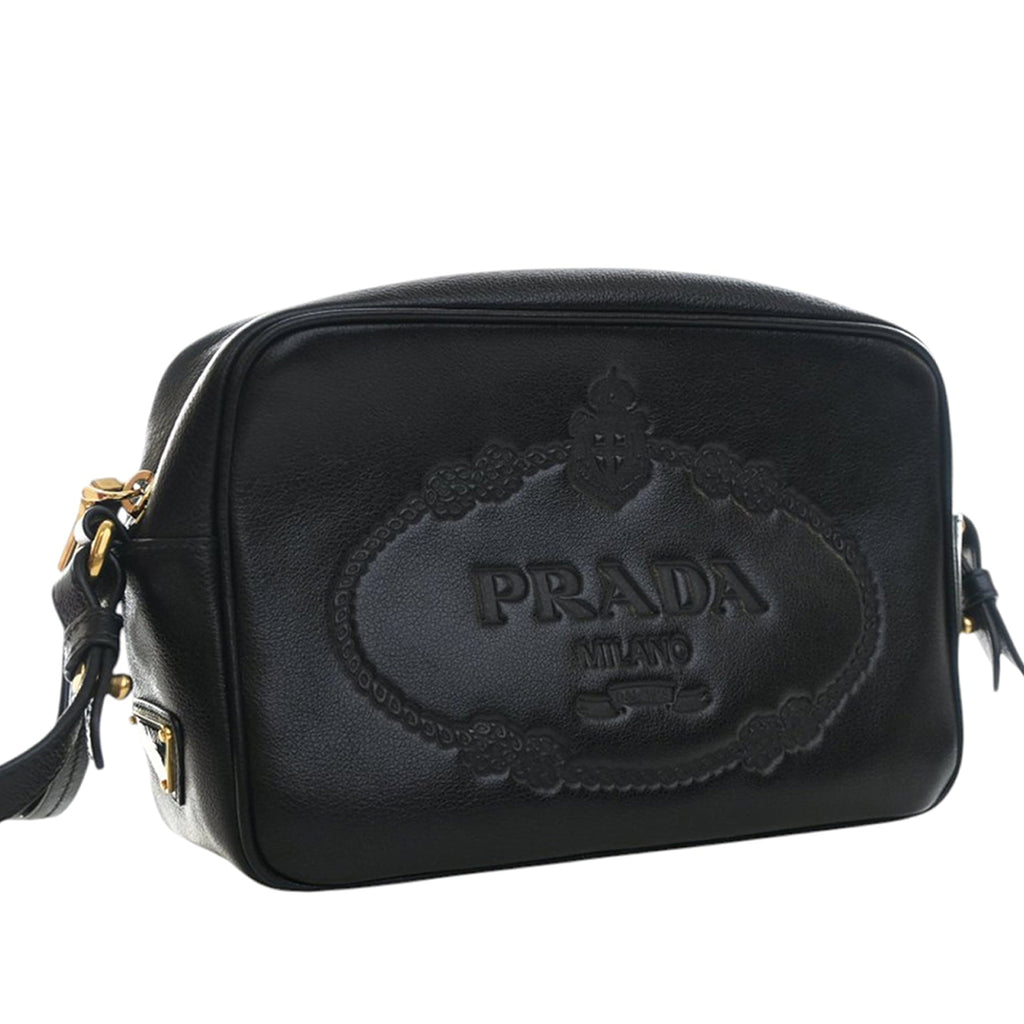 Small Embossed Calfskin Canapa Logo Camera Bag