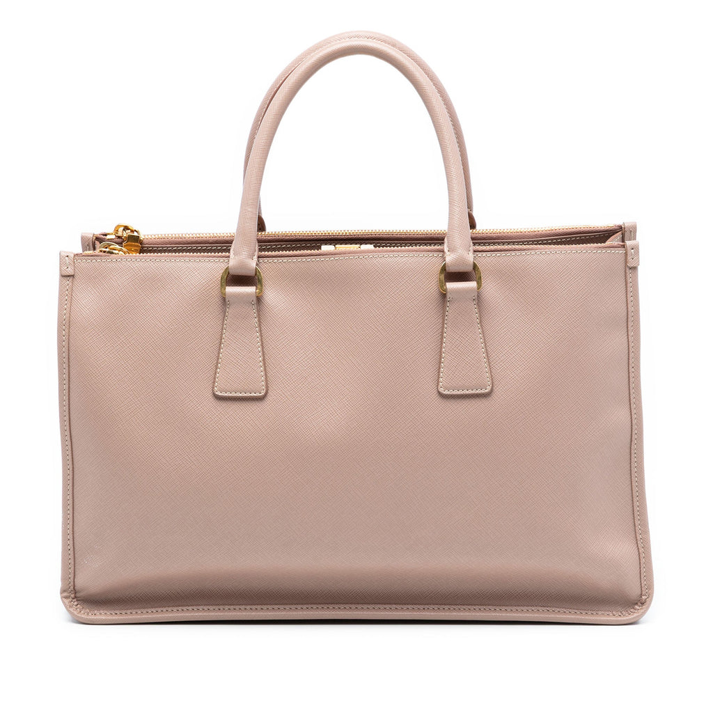Saffiano Lux Double Zip Frame Tote