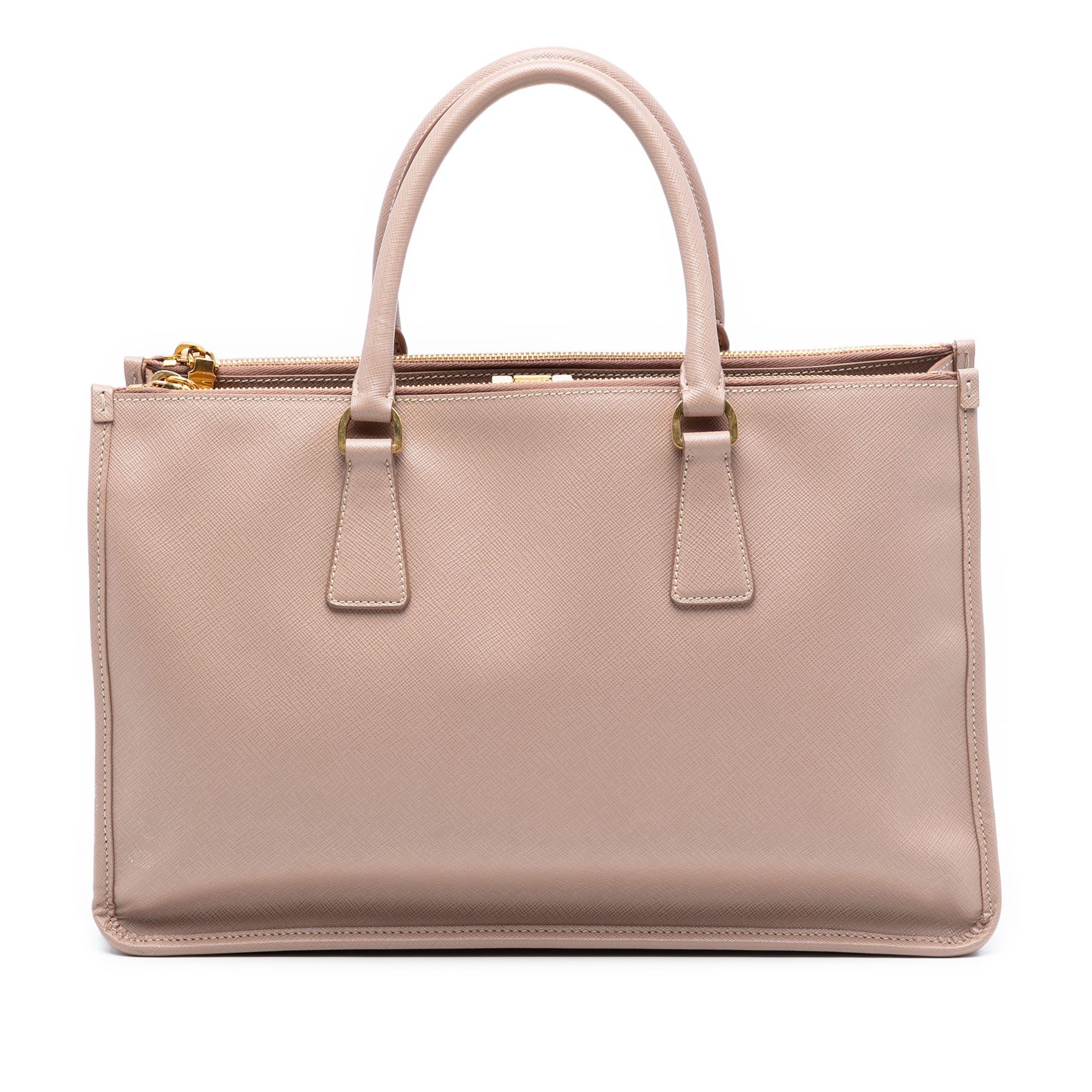 Saffiano Lux Double Zip Frame Tote