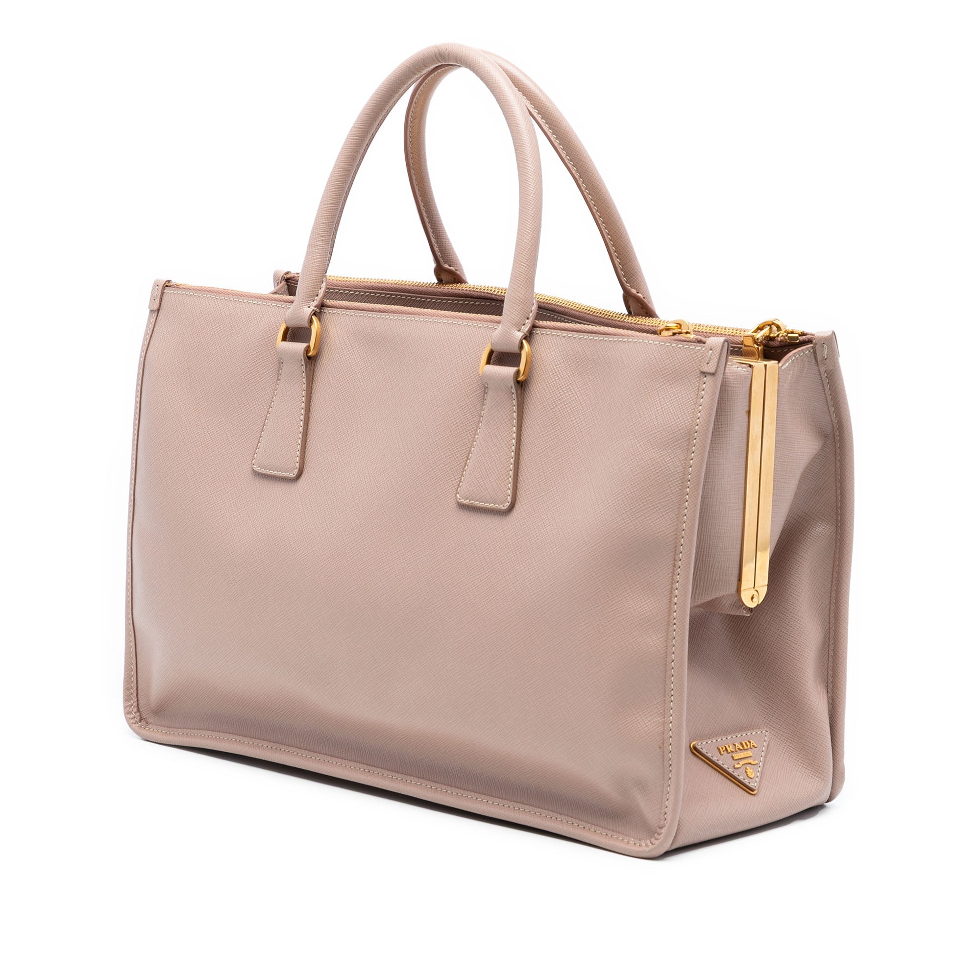 Saffiano Lux Double Zip Frame Tote
