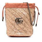 Small GG Marmont Sequined Diagonal Matelasse Leather Bucket Bag