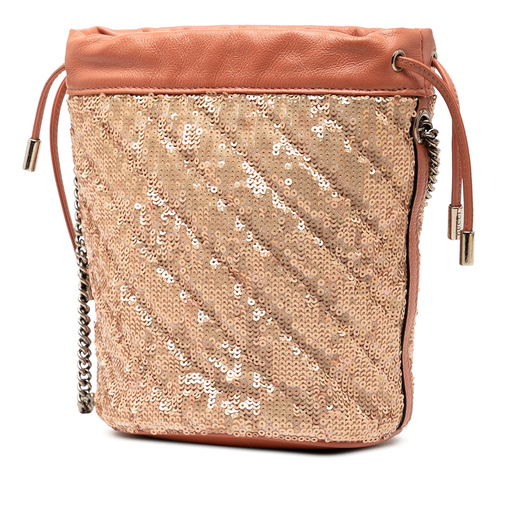 Small GG Marmont Sequined Diagonal Matelasse Leather Bucket Bag