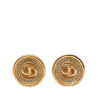 Gold Plated Strass CD Logo Clip On Earrings