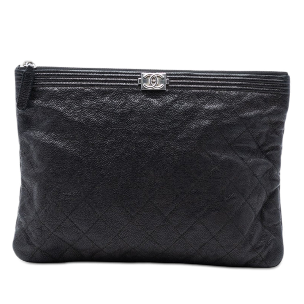 Medium Quilted Caviar Boy O Case Clutch