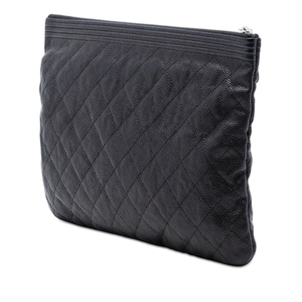 Medium Quilted Caviar Boy O Case Clutch
