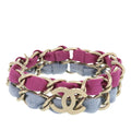 CC Brass and Fabric Woven Double Bracelet