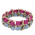 CC Brass and Fabric Woven Double Bracelet