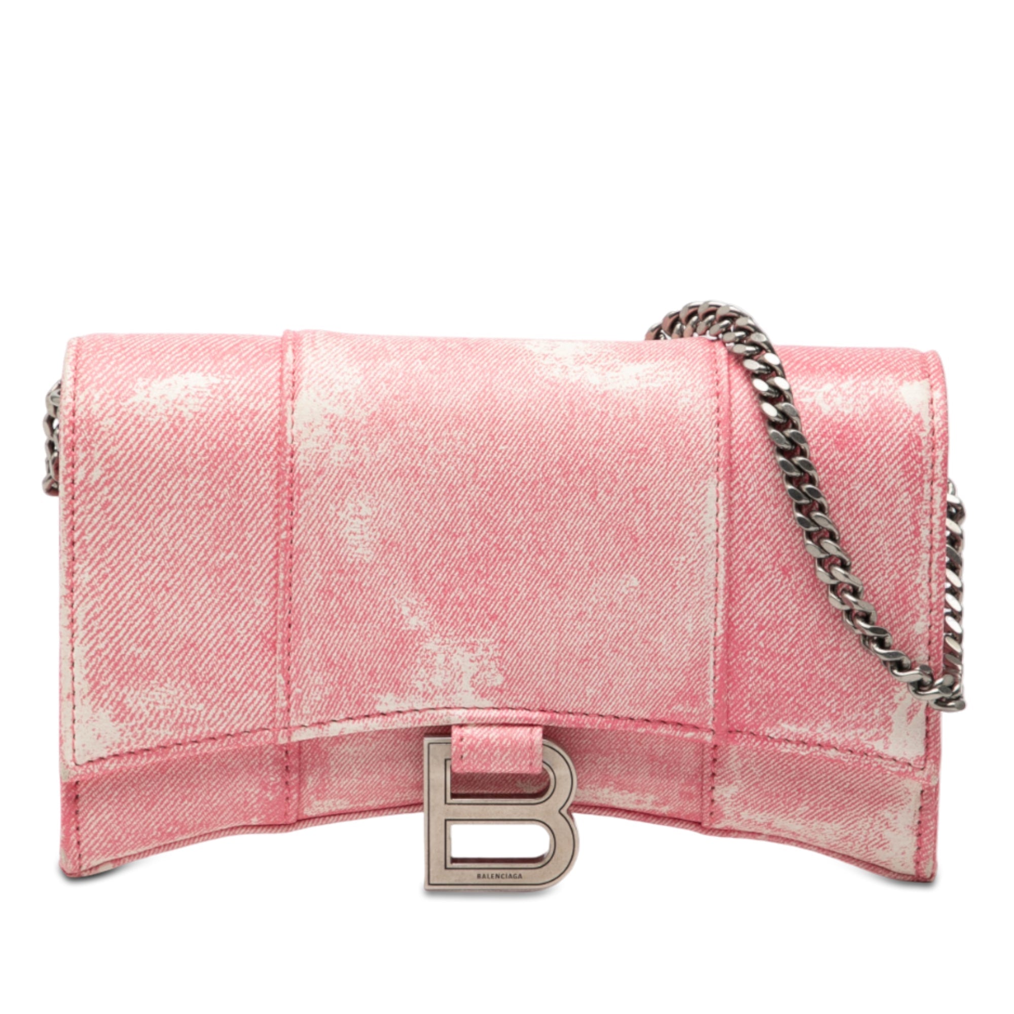 Nappa Denim Printed Hourglass Wallet on Chain