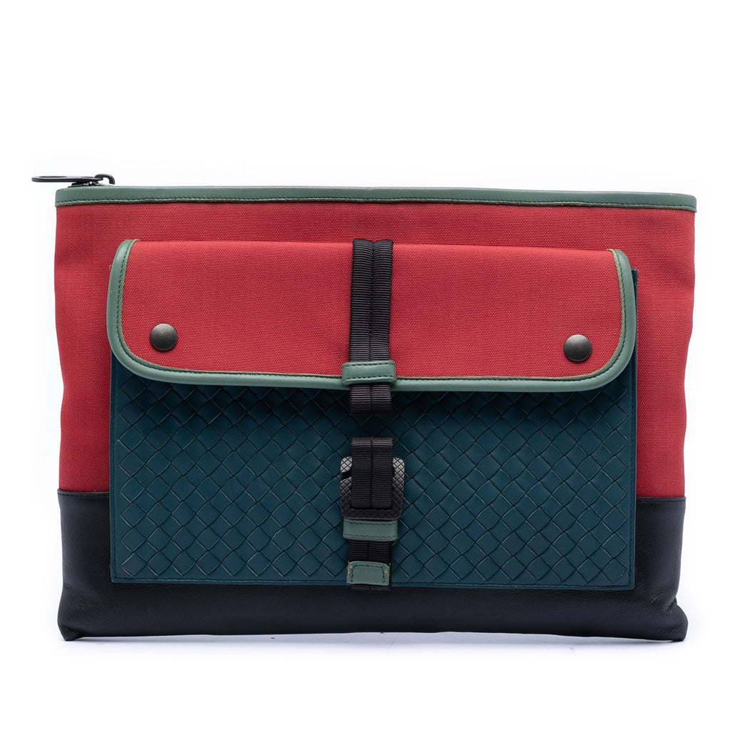 Canvas and Nappa Intrecciato Clutch