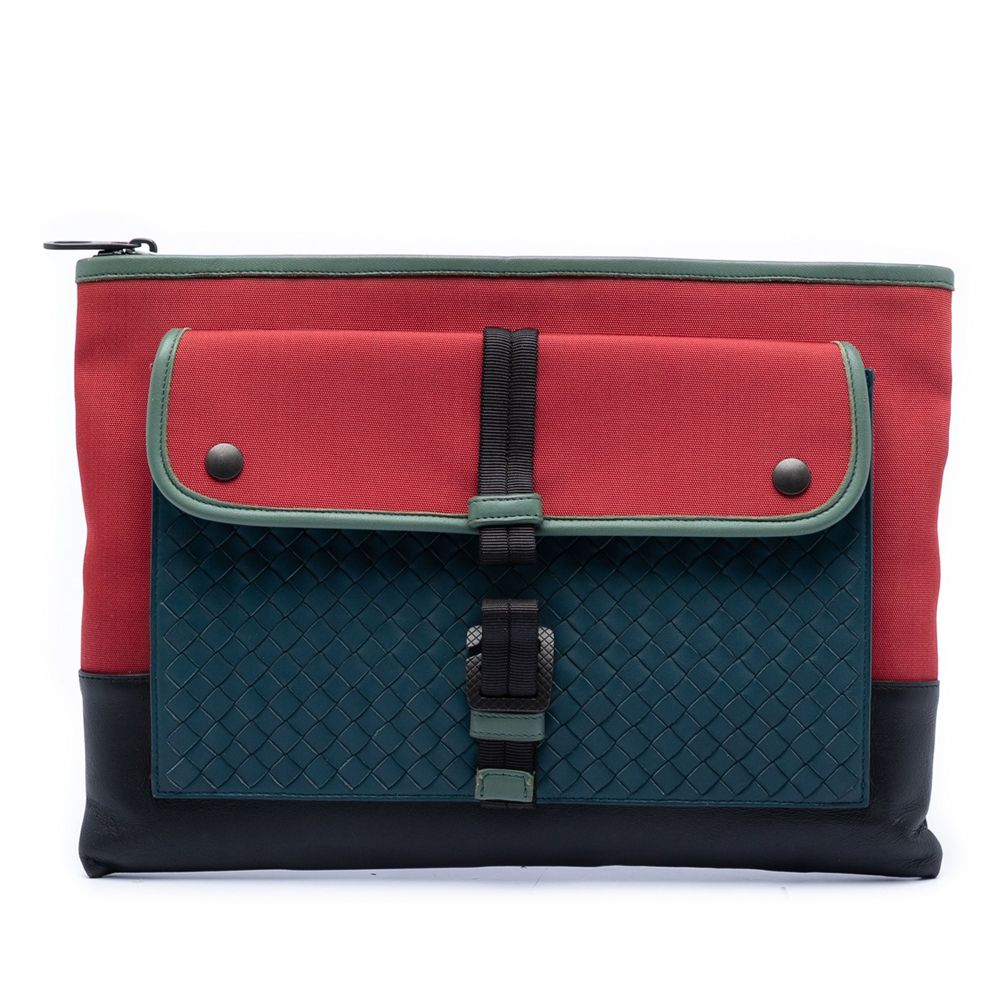 Canvas and Nappa Intrecciato Clutch