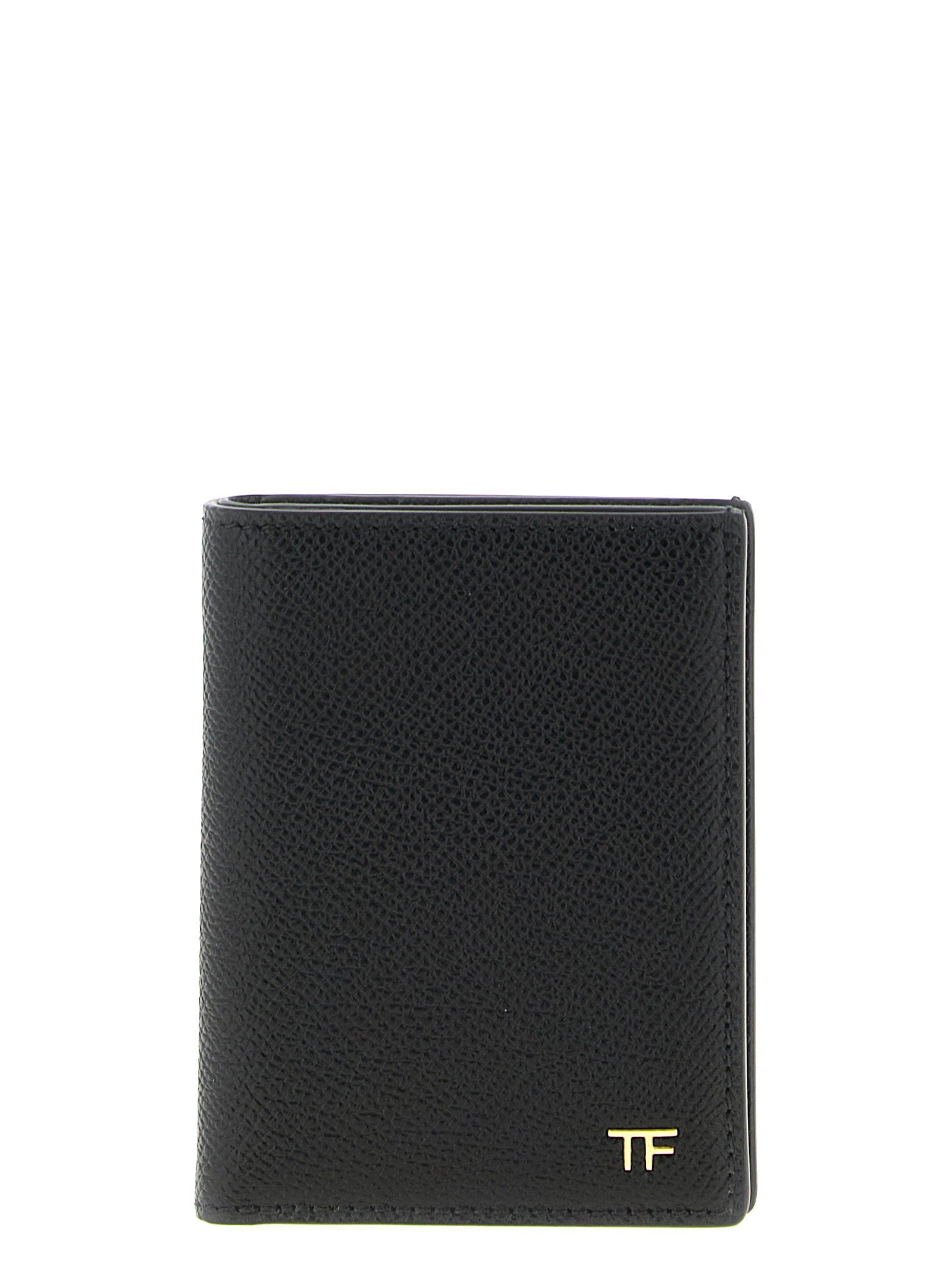 Tom Ford Small-Grain Leather Card Case — Black