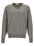 Ma'ry'ya V-Neck Cotton Sweater — Gray