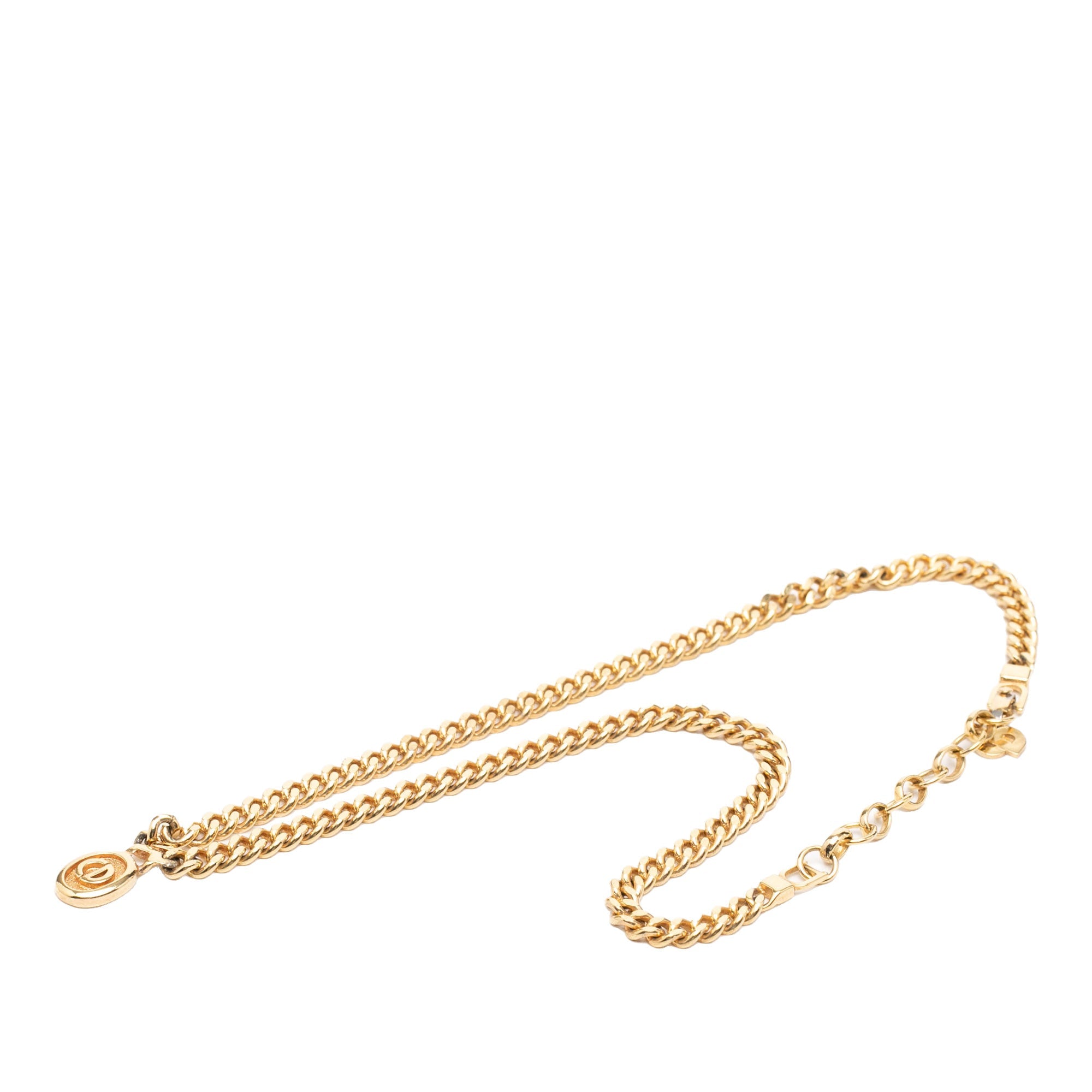 Gold Plated CD Logo Oval Pendant Necklace