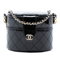 CC Quilted Patent Vanity Case with Chain