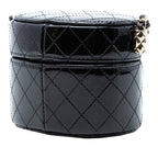 CC Quilted Patent Vanity Case with Chain