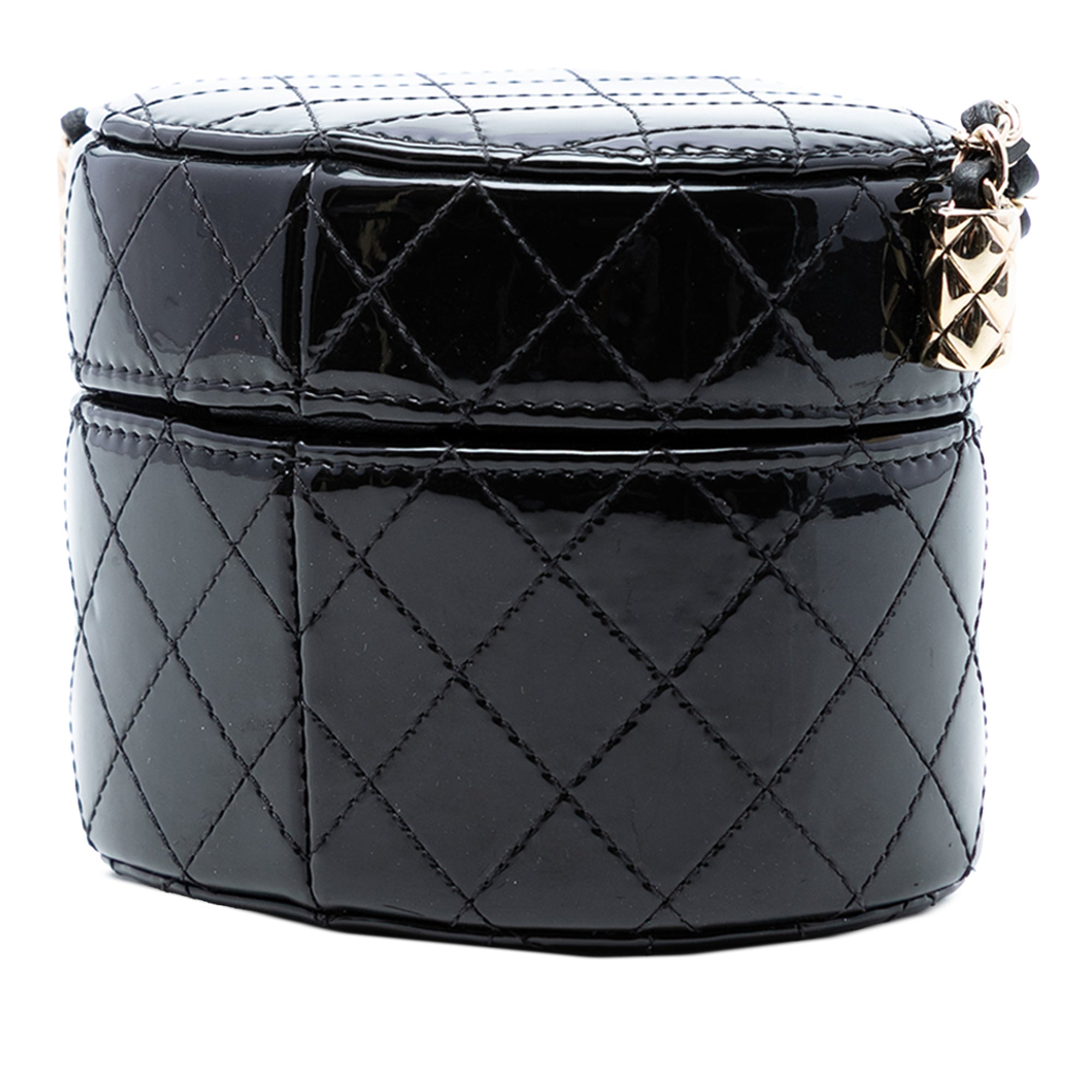 CC Quilted Patent Vanity Case with Chain