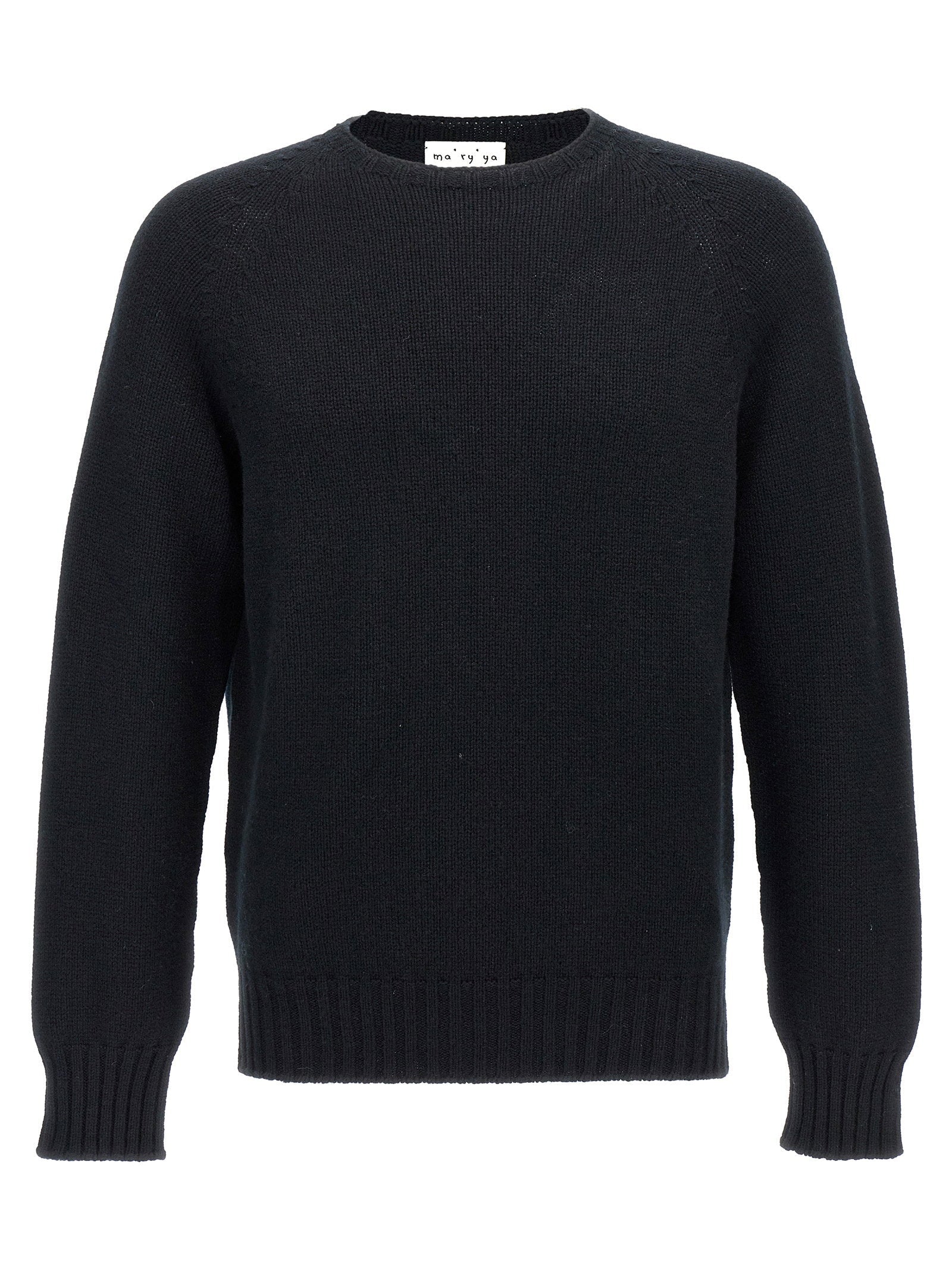 Ma'ry'ya Wool Blend Crew-Neck Sweater — Black