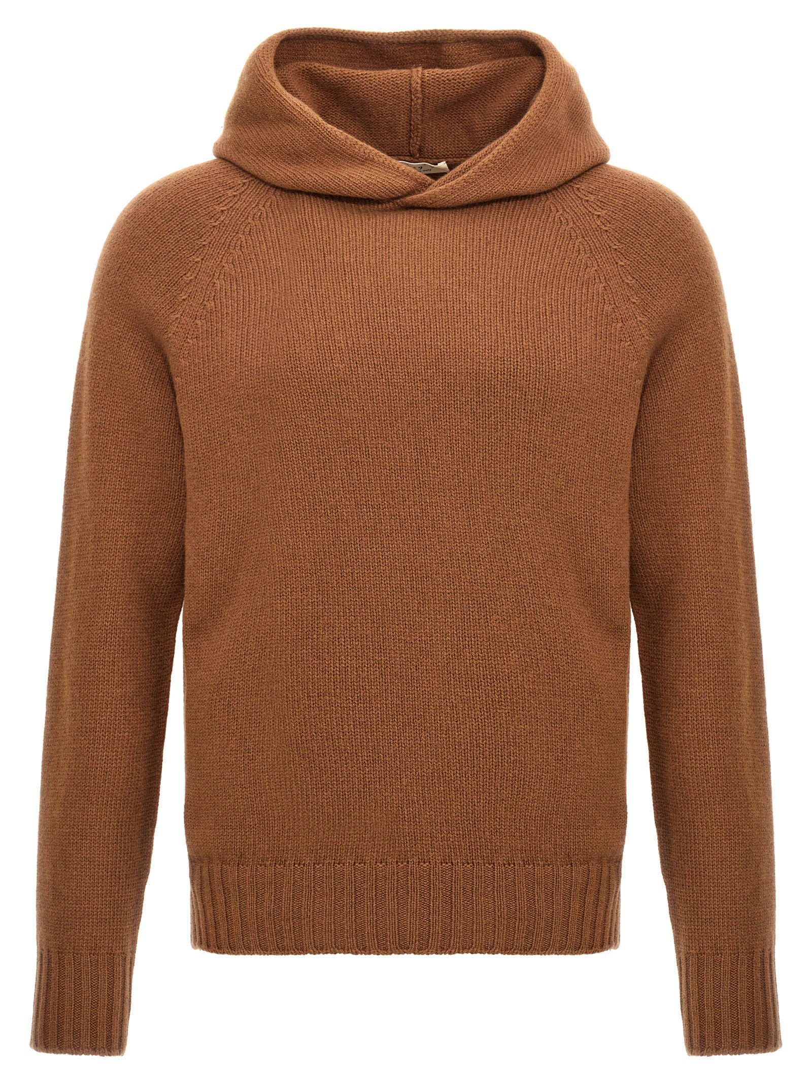 Ma'ry'ya Wool-Blend Knit Hoodie — Camel