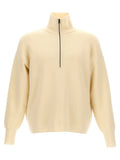 Ma'ry'ya Half-Zip Wool Sweater — Cream