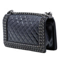 Old Medium Quilted Glazed Calfskin Chain Around Boy Flap