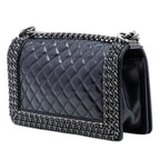 Old Medium Quilted Glazed Calfskin Chain Around Boy Flap
