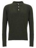 Ma'ry'ya Bouclé Cotton Polo Shirt — Sage Green