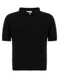 Ma'ry'ya Bouclé Cotton Polo Shirt — Black