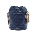 Mini Quilted Caviar Medallion Charms Drawstring Bucket Bag
