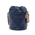 Mini Quilted Caviar Medallion Charms Drawstring Bucket Bag