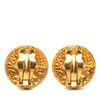 Gold Plated Medallion Coat of Arms Clip on Earrings