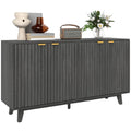 55" Sideboard Storage Cabinet w/ 4 Doors, 2 Adjustable Shelves & 5 Wood Legs, Distressed Gray