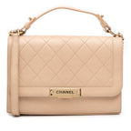 Medium Quilted Calfskin Label Click Flap