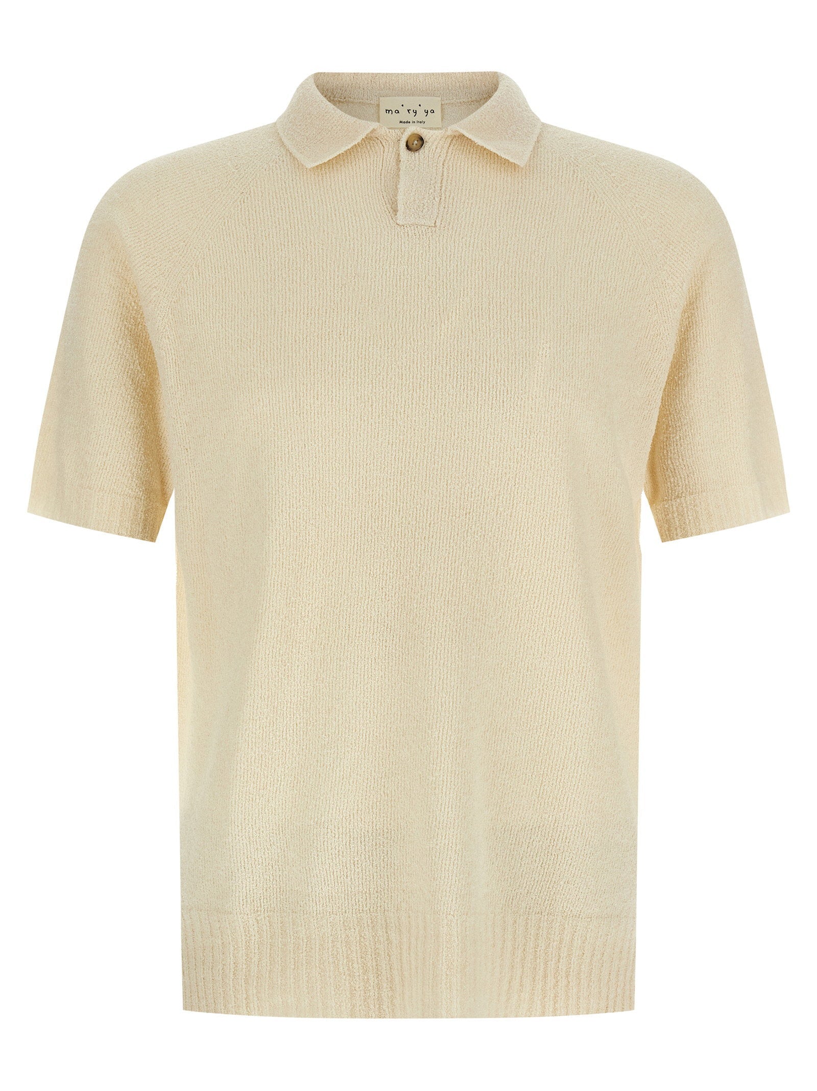 Ma'ry'ya Cotton-Blend Spongy Polo Shirt — Cream
