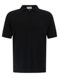 Ma'ry'ya Spongy Cotton Blend Polo Shirt — Black