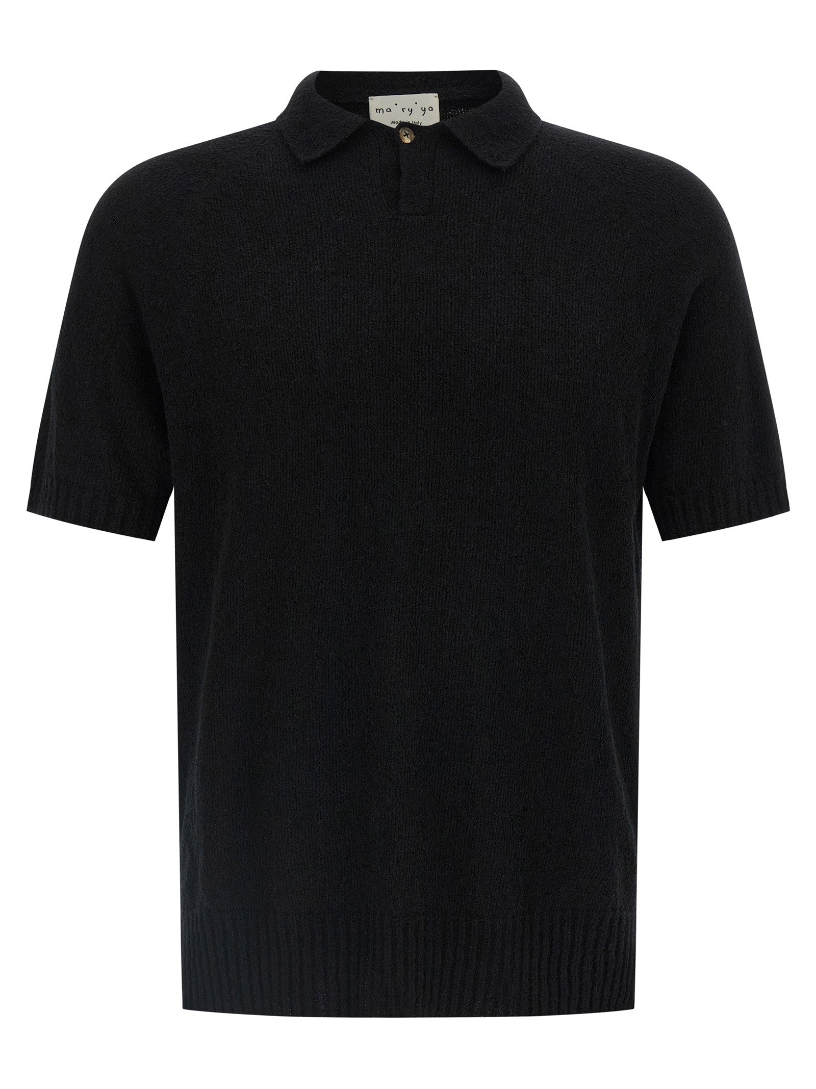 Ma'ry'ya Spongy Cotton Blend Polo Shirt — Black