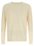 Ma'ry'ya Spongy Cotton-Blend Crew Neck Sweater — Cream