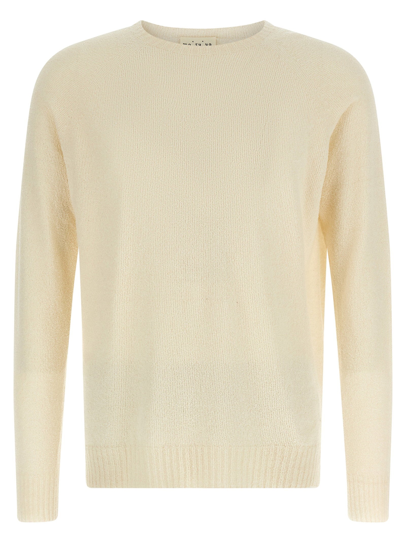 Ma'ry'ya Spongy Cotton-Blend Crew Neck Sweater — Cream