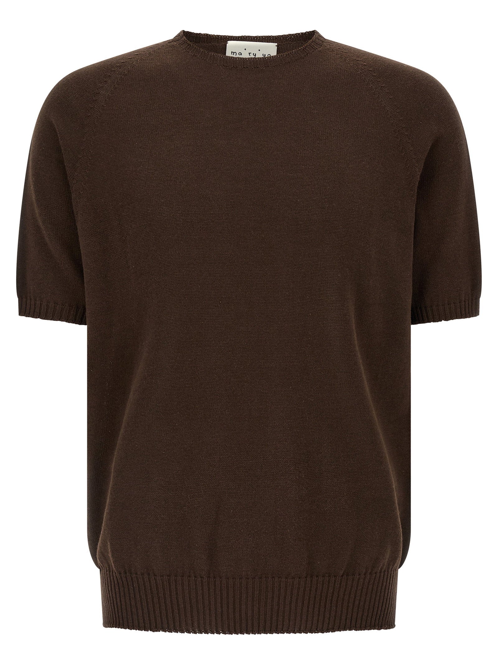 Ma'ry'ya Cotton Crew-Neck Sweater — Brown