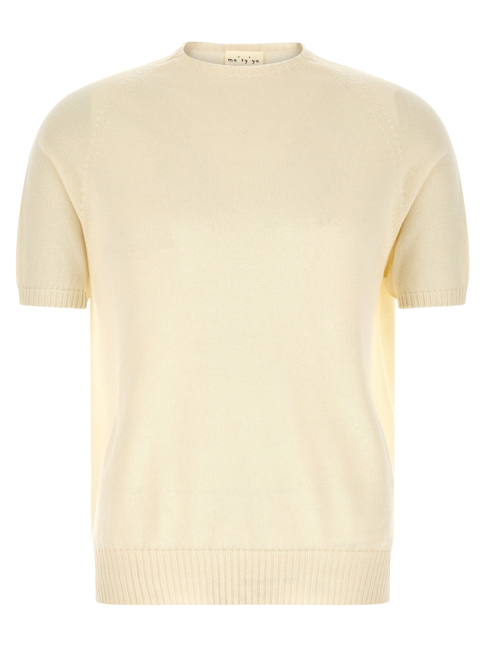 Ma'ry'ya Cotton Crew Neck Sweater — Cream