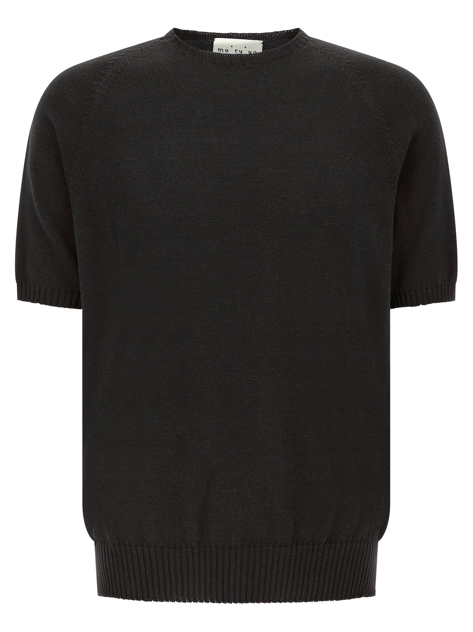 Ma'ry'ya Cotton Crew Neck Sweater — Black