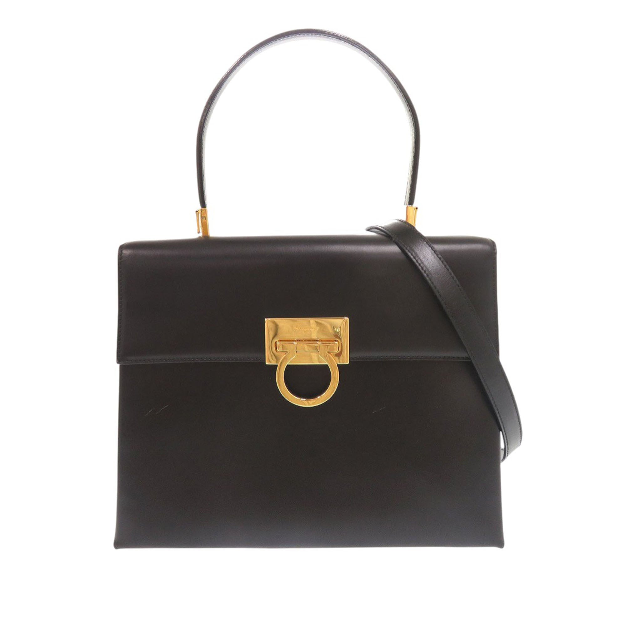 Leather Gancini Top Handle Bag