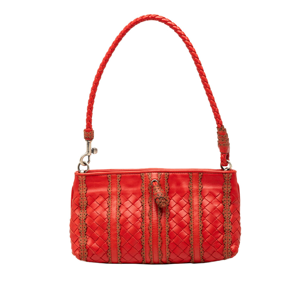 Leather Intrecciato Stripe Shoulder Bag