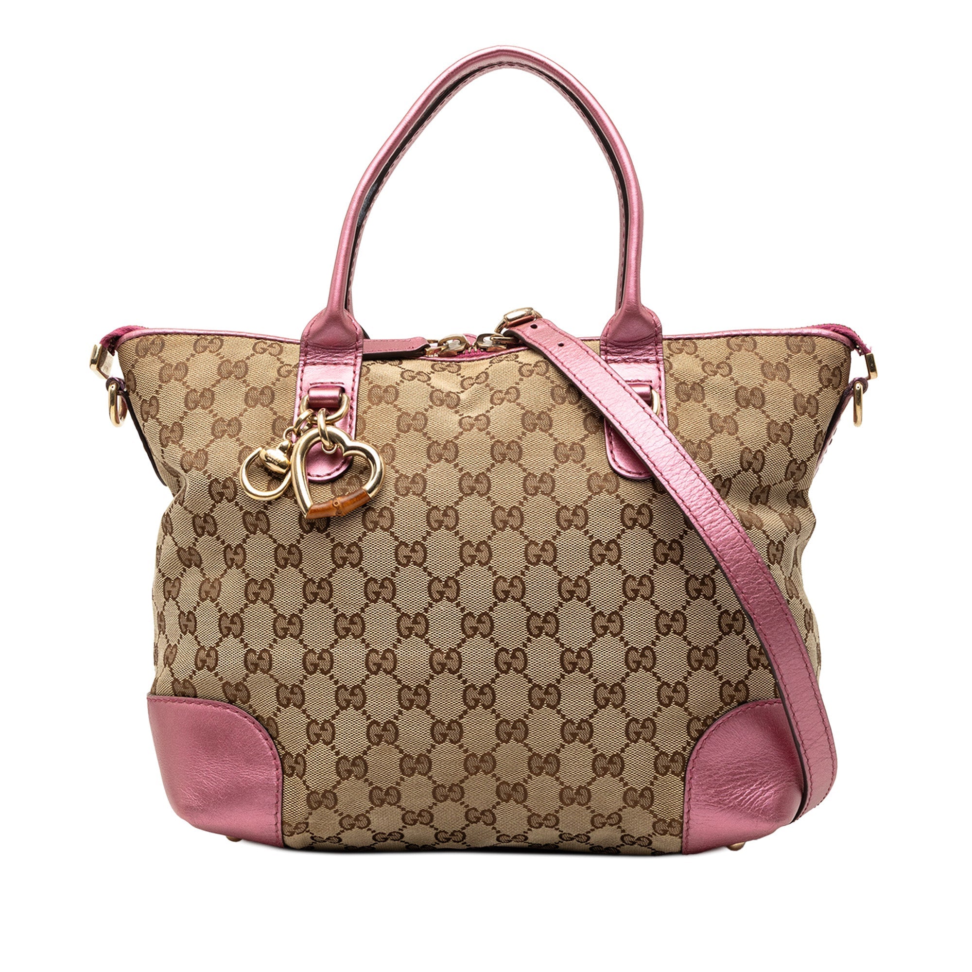 GG Canvas Heart Bit Satchel