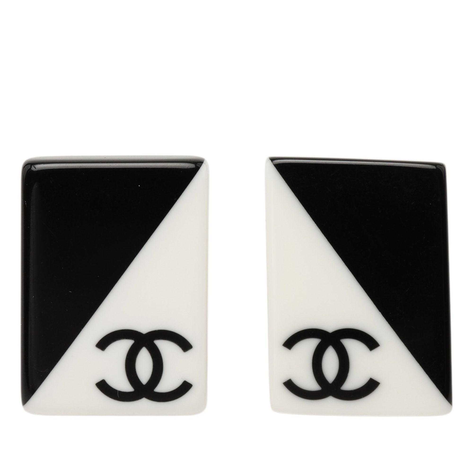 CC Bicolor Acrylic Rectangular Clip On Earrings