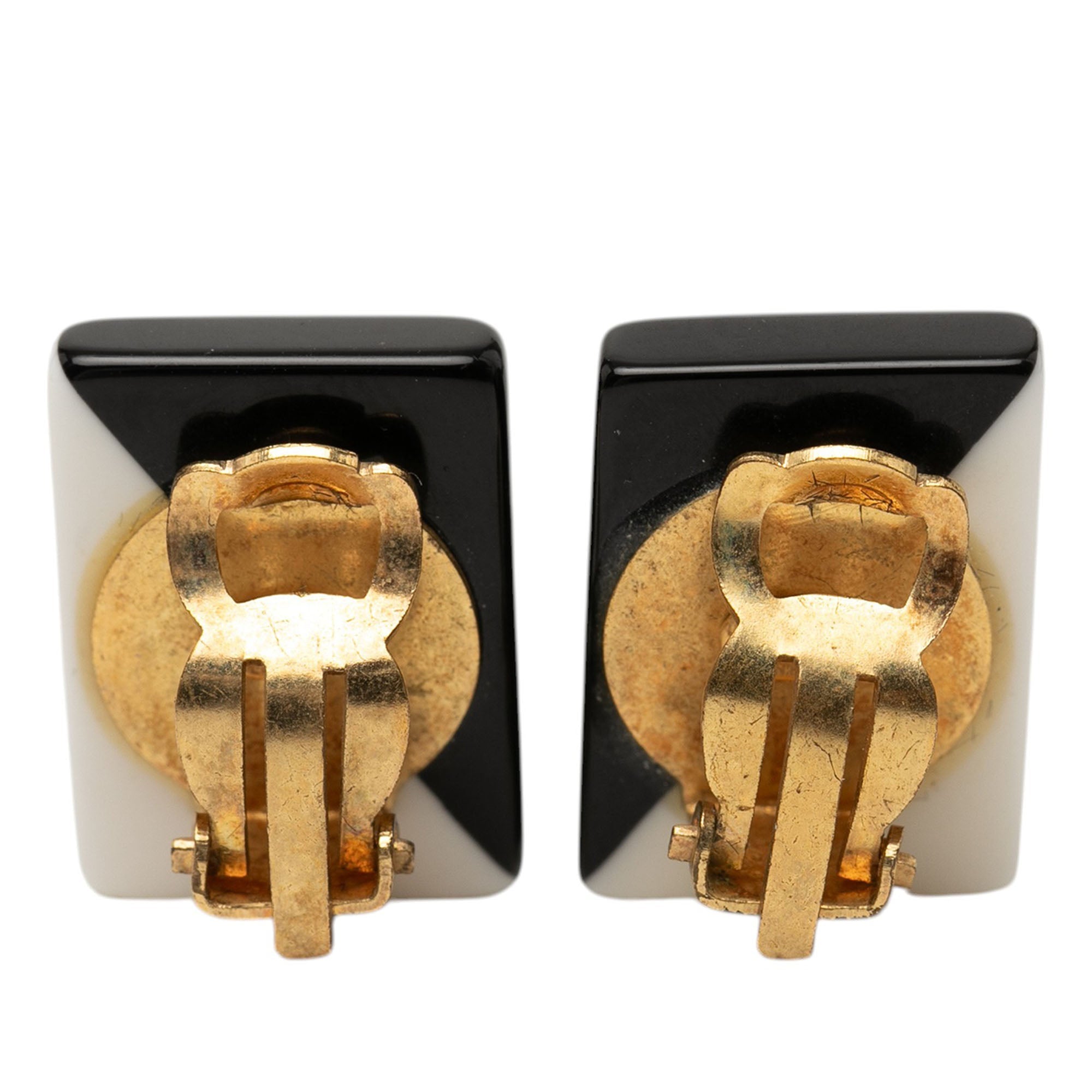 CC Bicolor Acrylic Rectangular Clip On Earrings
