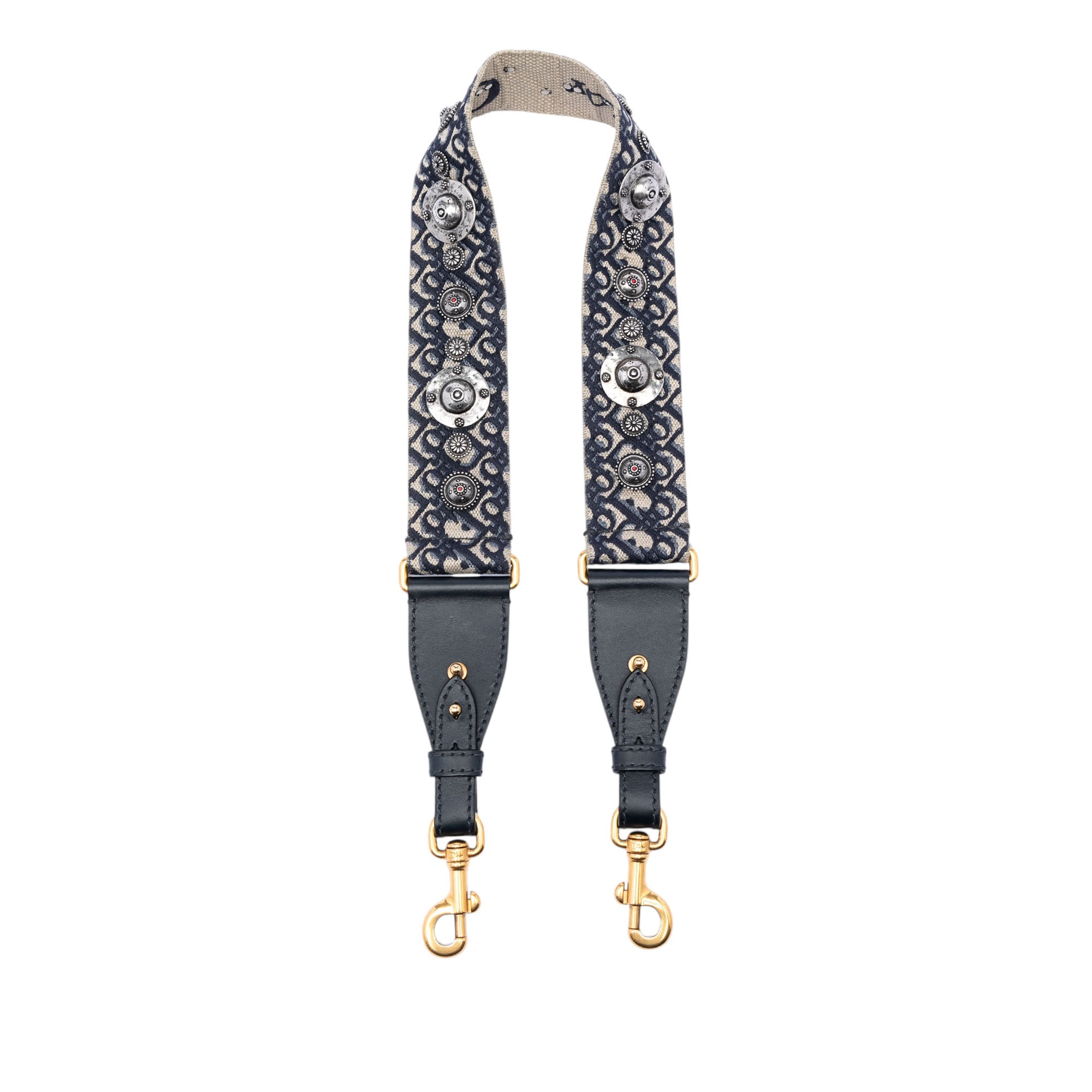 Oblique Embroidered Canvas Studded Shoulder Strap