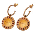 Gold Plated Enamel Logo Round Scalloped Swing Push Back Earrings